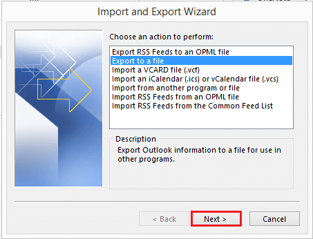 select export to a file