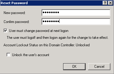 User reset. Reset user. Alvein code Mailbox password.